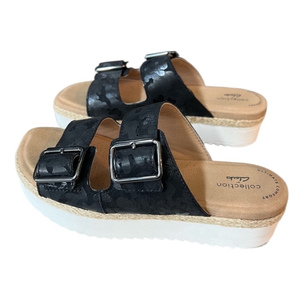 Clarks Lana Beach Camouflage Leather Strap Slide - Picture 3 of 4